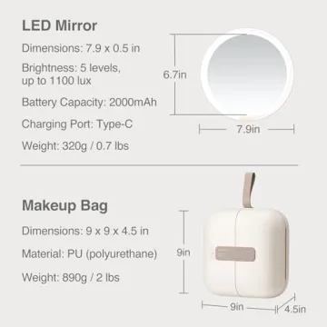 AMIRO M2 LumoCube Portable LED Makeup Mirror with Bag