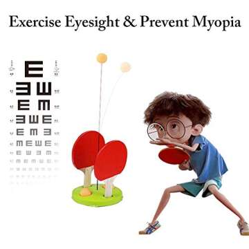 Gayrrnel Table Tennis Trainer, Movable Ping Pong Balls Paddles Set - Training Elastic Soft Shaft Equ...