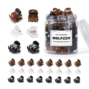 48pcs Mini Hair Claw Clips for Women Girls, Tiny Plastic Jaw Clamps with Jar