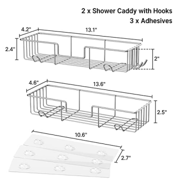 AmazerBath Adhesive Shower Caddy - No Drilling, Rustproof
