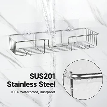 AmazerBath Adhesive Shower Caddy - No Drilling, Rustproof