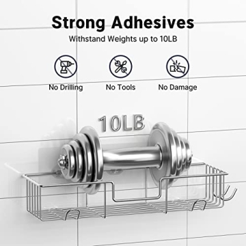 AmazerBath Adhesive Shower Caddy - No Drilling, Rustproof