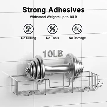 AmazerBath Adhesive Shower Caddy - No Drilling, Rustproof