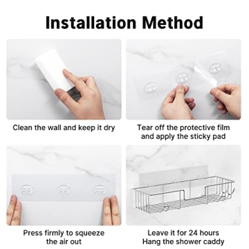 AmazerBath Adhesive Shower Caddy - No Drilling, Rustproof