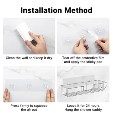 AmazerBath Adhesive Shower Caddy - No Drilling, Rustproof