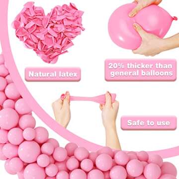 Garma Pink Balloons 12 inch, 100PCS Pink Latex Party Balloons for Balloons Arch as Valentine's Day, Birthday Party, Wedding, Anniversary, Baby Shower, Halloween Party Decorations (with Pink Ribbon)