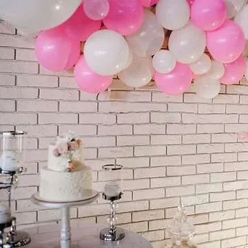 Garma Pink Balloons 12 inch, 100PCS Pink Latex Party Balloons for Balloons Arch as Valentine's Day, Birthday Party, Wedding, Anniversary, Baby Shower, Halloween Party Decorations (with Pink Ribbon)