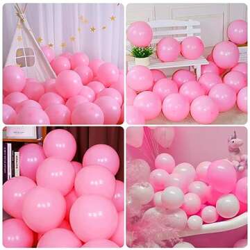 Garma Pink Balloons 12 inch, 100PCS Pink Latex Party Balloons for Balloons Arch as Valentine's Day, Birthday Party, Wedding, Anniversary, Baby Shower, Halloween Party Decorations (with Pink Ribbon)