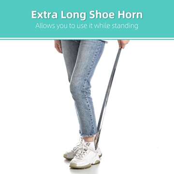 31.5" Long Shoe Horn, Shoe Horn Long Handle for Seniors, Metal Shoe Horn, for Men and Women, Extra l...