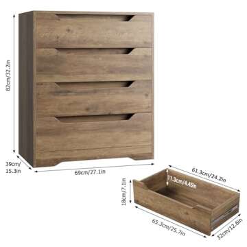 HOSTACK White Dresser with 4 Drawers - Chic Storage Solution