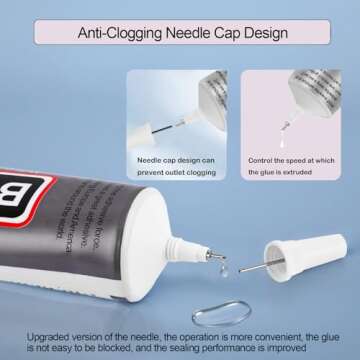 4 PCS 110ml B7000 Glue Clear with Precision Tip, Rhinestones Glue, Craft Glue, Shoe Glue, Fabric Glue, Jewelry Glue for Rhinestone Crafts Fabric Shoes Jewelry Making DIY Craft Makeup Nail Art Glass