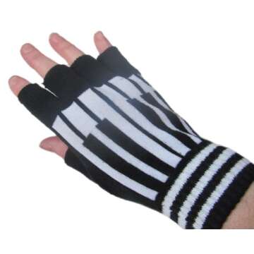 Black & White Music Piano Winter Hat Cap Beanie, Glove, Keychain Set