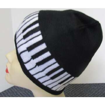 Stylish Piano Beanie & Glove Set for Music Lovers