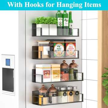 HuggieGems 4 Pack Magnetic Spice Storage Rack Organizer for Refrigerator and Oven, Clear Fridge Orga...