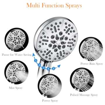 Shower Head with Handheld High Pressure-Full Body Coverage Powerful Rain Showerhead Extra 60" Long H...