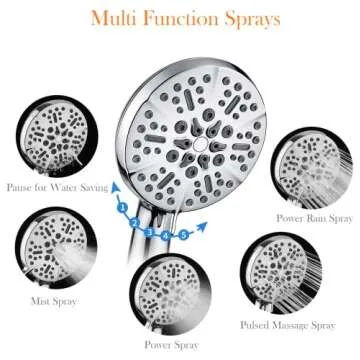 Shower Head with Handheld High Pressure-Full Body Coverage Powerful Rain Showerhead Extra 60" Long H...