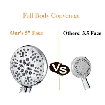 Shower Head with Handheld High Pressure-Full Body Coverage Powerful Rain Showerhead Extra 60" Long Hose and Adjustable Brass Joint Holder- The Perfect Detachable Heads for Bathroom Upgrade