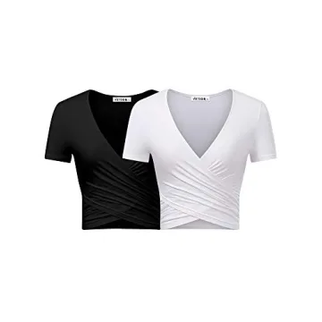 VETIOR Women Short Sleeve V Neck Crop Top - Stylish and Comfortable Summer Wear