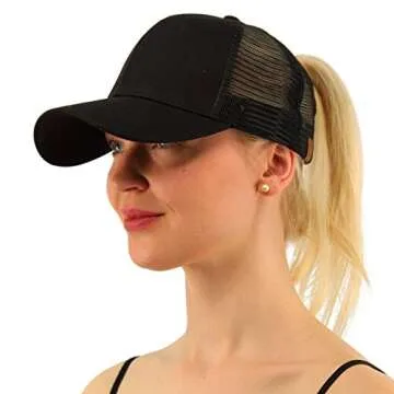 C.C Ponytail Messy Buns Trucker Cap - Stylish and Functional