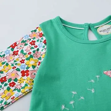 HILEELANG Toddler Girls Long Sleeve Appliques Dress Winter Cotton Casual Playwear Jersey Shirt Dresses 4T