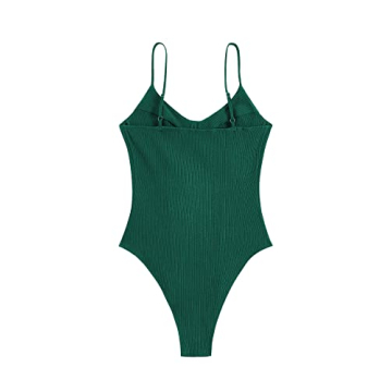 Milumia Women's Ribbed Spaghetti Strap Bodysuit Top