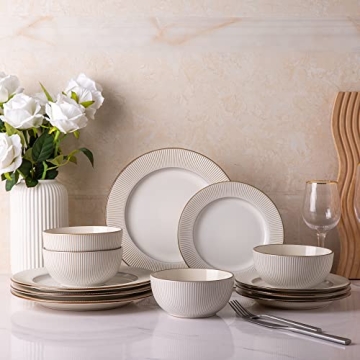 GBHOME Elegant 12-Piece Ceramic Dinnerware Set for Stylish Dining
