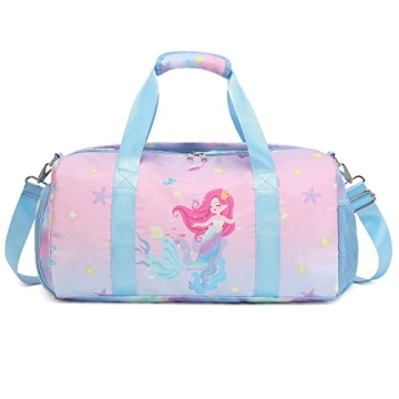 Dafelile Pink Mermaid Dance Duffle Bag, 28L, Water Resistant Polyester, Shoe & Large Wet Compartment...