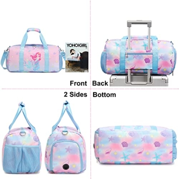 Dafelile Pink Mermaid Dance Duffle Bag for Girls