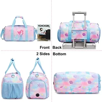 Dafelile Pink Mermaid Dance Duffle Bag for Girls