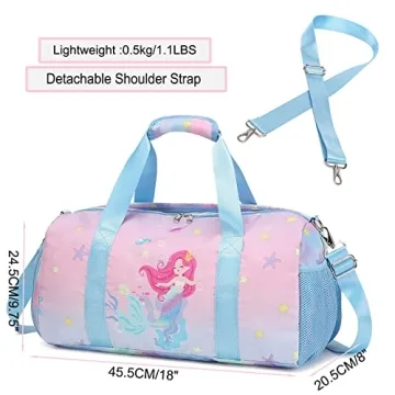 Dafelile Pink Mermaid Dance Duffle Bag for Girls