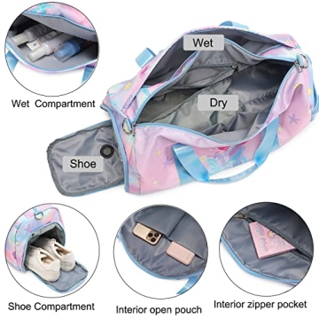 Dafelile Pink Mermaid Dance Duffle Bag for Girls
