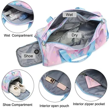 Dafelile Pink Mermaid Dance Duffle Bag for Girls