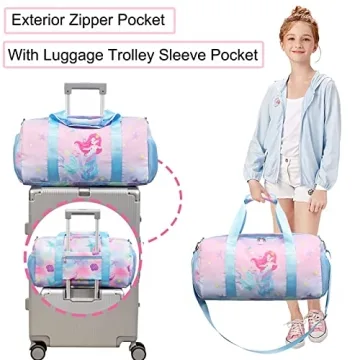 Dafelile Pink Mermaid Dance Duffle Bag for Girls