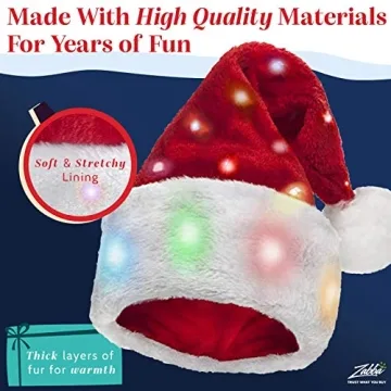 Winks Plush Santa Hat with LED Lights - Holiday Fun!
