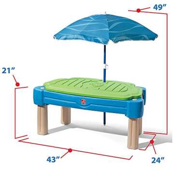 Step2 Cascading Cove Sand and Water Table, Kids Activity Sensory Playset, Comes with Umbrella, Summe...