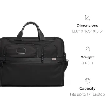 TUMI Alpha Compact Laptop Briefcase for 17" Devices