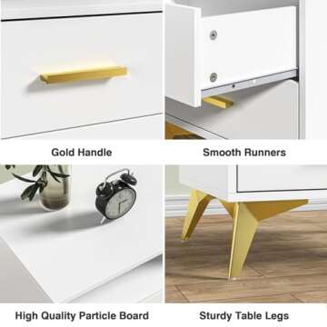 Giluta 2 Drawer White Nightstand - Stylish & Modern Storage