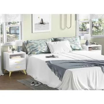 Giluta 2 Drawer White Nightstand - Stylish & Modern Storage