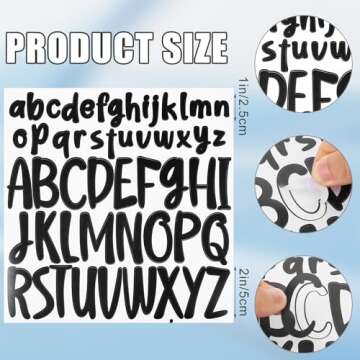 416pcs Letter Stickers, 8 Sheets 1 inch 2 inch Lowercase & Capital Self Adhesive Alphabet Stickers W...