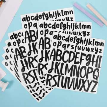 416pcs Letter Stickers, 8 Sheets 1 inch 2 inch Lowercase & Capital Self Adhesive Alphabet Stickers Waterproof Vinyl Letter Decals for Scrapbooking Mailbox Poster Crafts (Black)