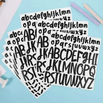 416pcs Letter Stickers, 8 Sheets 1 inch 2 inch Lowercase & Capital Self Adhesive Alphabet Stickers Waterproof Vinyl Letter Decals for Scrapbooking Mailbox Poster Crafts (Black)