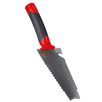 Radius Garden 16011 Root Slayer Trowel - Heavy Duty Garden Tool with Serrated Edges for Roots and We...