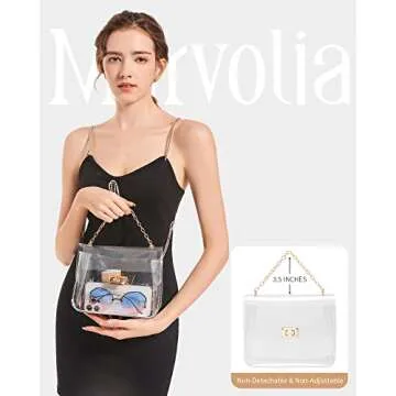 Marvolia Clear Bag Stadium Approved - Clear Purse Clear Crossbody Bag for Women Cute Clear Handbag for Sports Concert Prom - Clear(Golden chain)