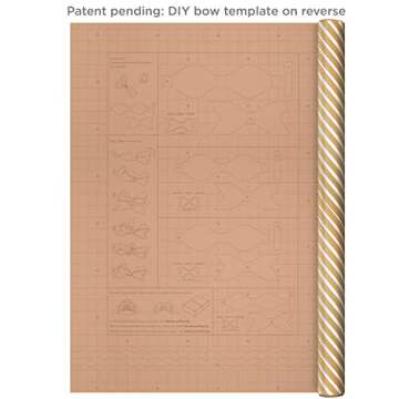 Hallmark Holiday Wrapping Paper with Optional DIY Bow Templates on Reverse (3 Rolls: 120 sq. ft. ttl) Kraft and Gold Christmas Trees, Stripes, Solid Kraft for Christmas, Hanukkah, Weddings, Birthdays, Tri-Pack (0005JXW1059), Brown Gold