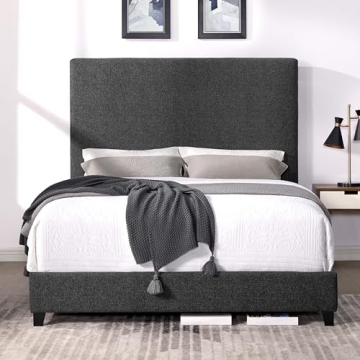 Elegant Bridgevine Queen Upholstered Bed in Charcoal Grey