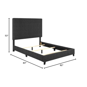 Elegant Bridgevine Queen Upholstered Bed in Charcoal Grey