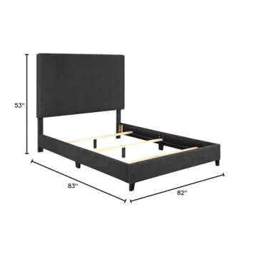 Elegant Bridgevine Queen Upholstered Bed in Charcoal Grey