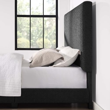Elegant Bridgevine Queen Upholstered Bed in Charcoal Grey
