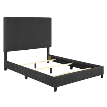 Elegant Bridgevine Queen Upholstered Bed in Charcoal Grey