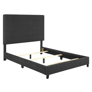 Elegant Bridgevine Queen Upholstered Bed in Charcoal Grey